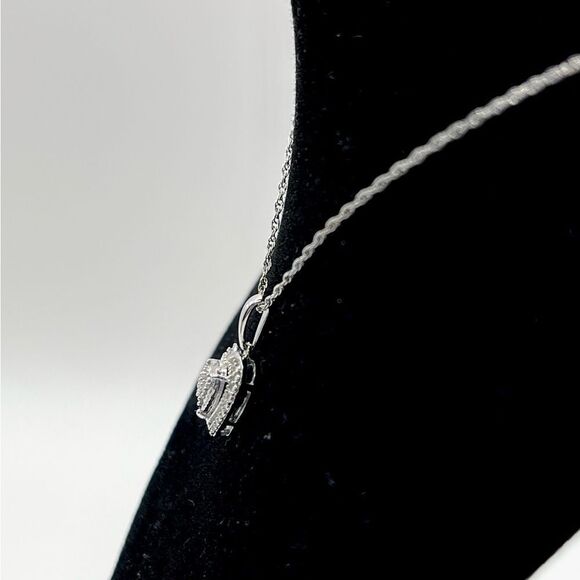 Heart Shaped Natural Diamond Sterling Silver Necklace - Picture 3 of 8